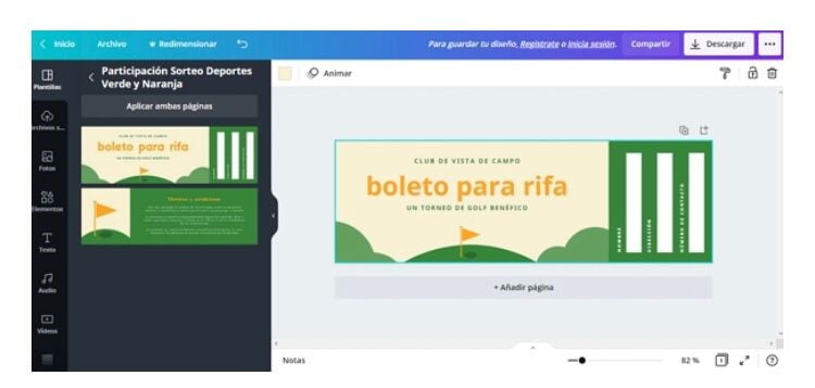 Paso uno para diseñar una rifa solidará en canva